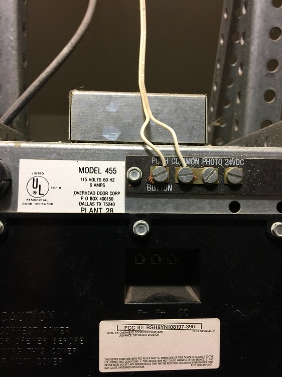 Problem Overhead Door Corp Model 455 Wiring Openers Garadget Community